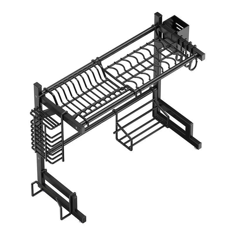 キッチンステンレス鋼シンクディッシュラック多機能カウンタートップボウルプレート収納食器洗い洗面器カップディッシュオーガナイザーラック|undefined
