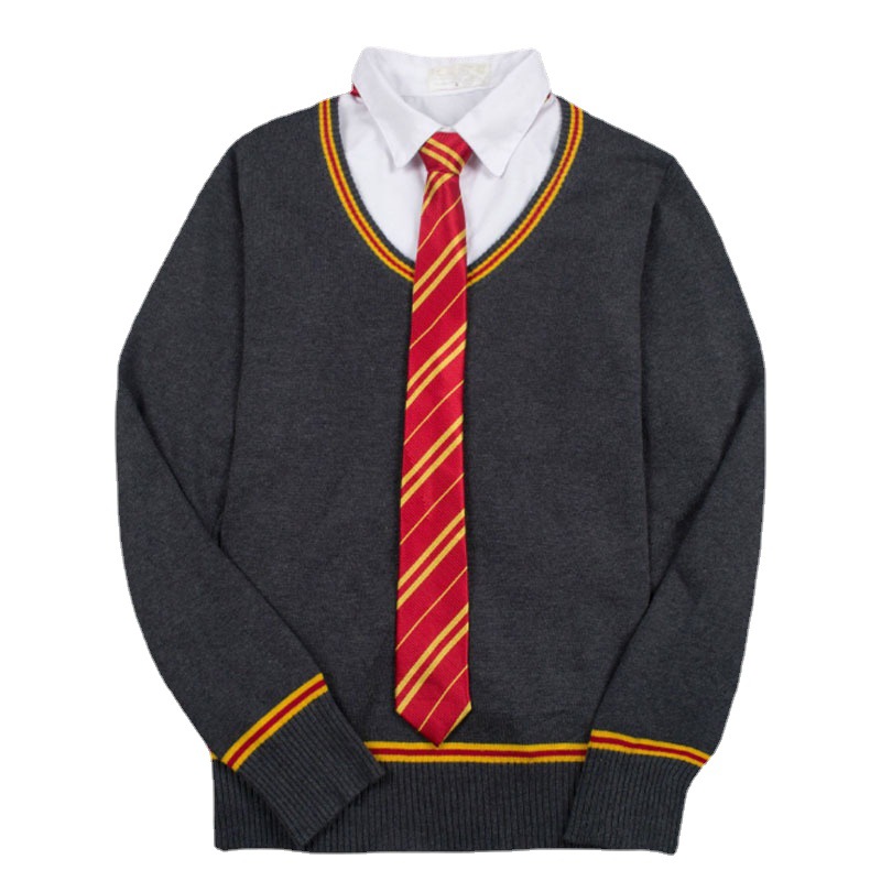 Harry Potter Long Sleeve Sweater Adult Harry Magic Academy V-Neck Sweater Gryffindor Knitted Pullover Sweater