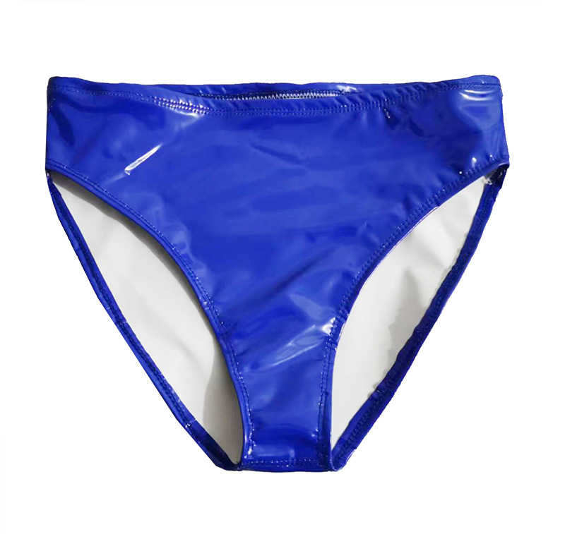 Bright Small Triangle Inner European and American Cross-border Imitation Gel Coat Sexy Bag Hip Bright Mirror Patent Leather High Waist Women's Underwear