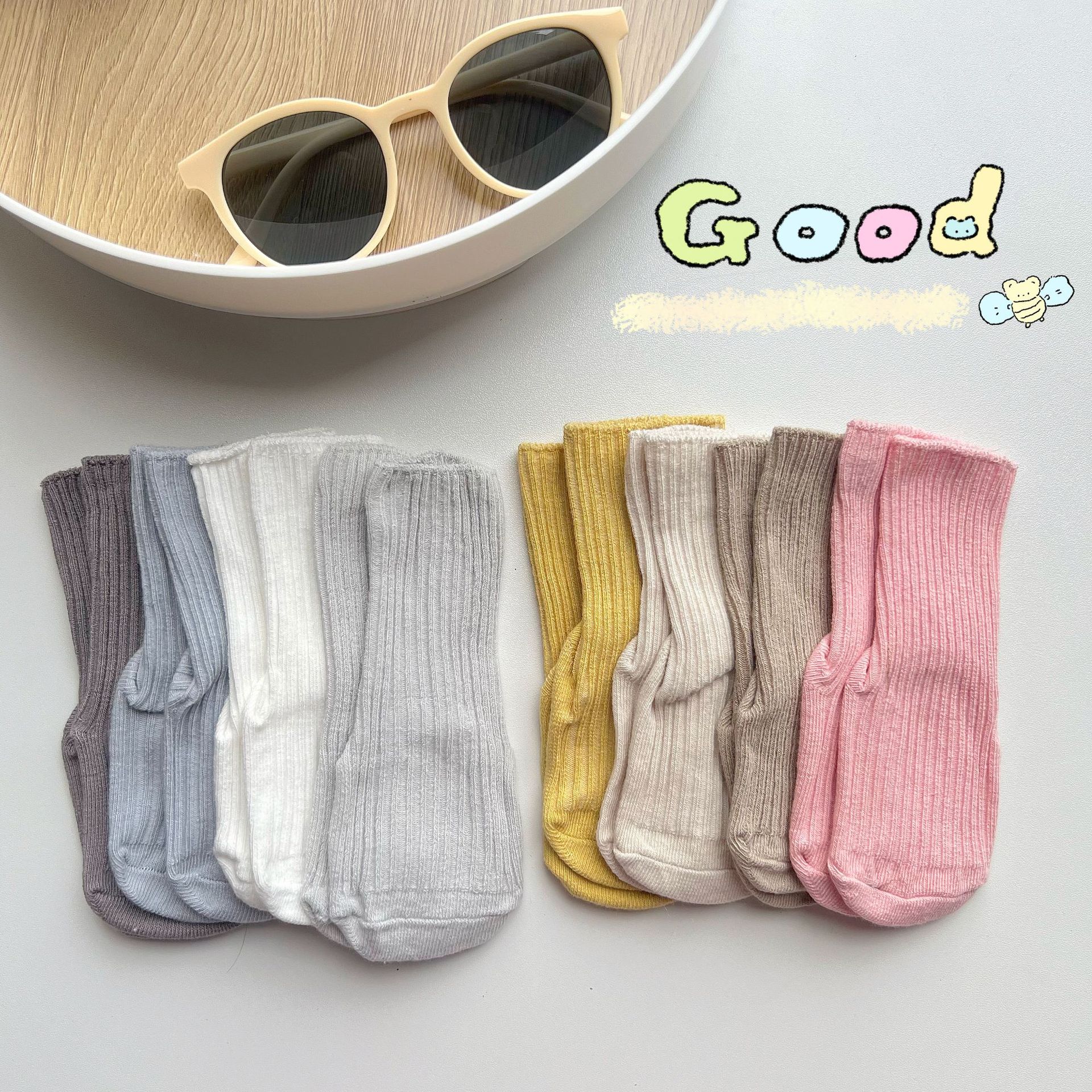 Spring and summer new children's socks ins Wind baby children's solid color tube socks dispensing baby socks comfortable cotton socks