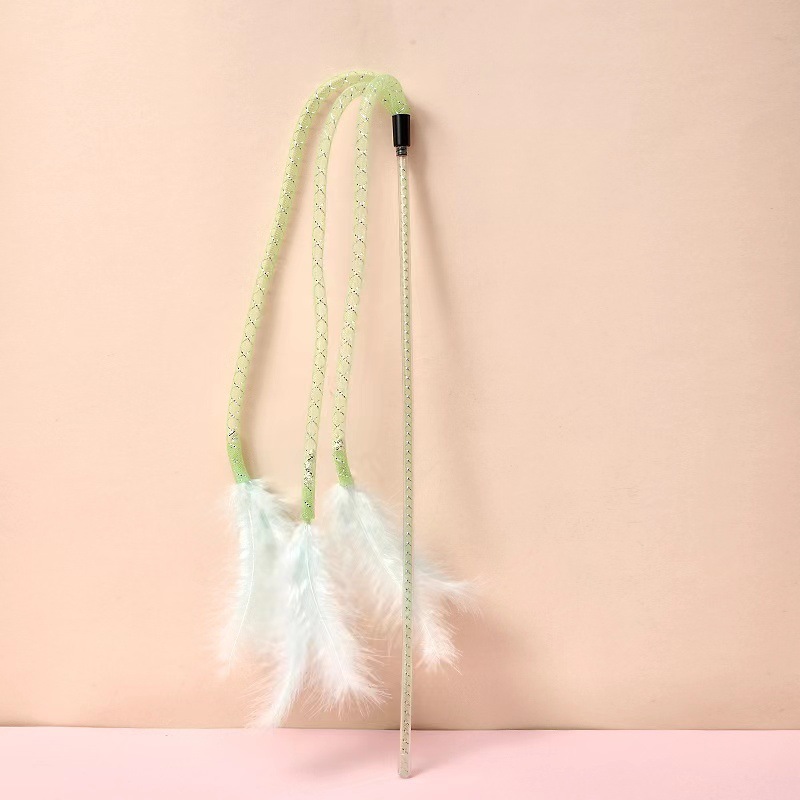 Source manufacturers wholesale fairy cat stick pet cat toy color feather cat bite resistant bell sound toy