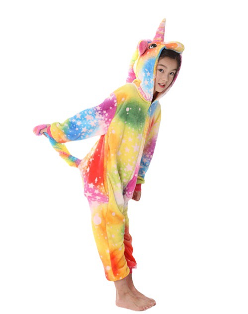 Mixed batch children's cartoon animal one-piece pajamas rainbow Starry Sky Horse flannel long sleeve home clothing manufacturers wholesale
