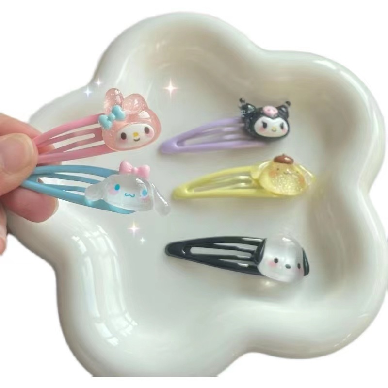Sanrio Cute Transparent BB Clip Yugui Dog Kulomi Cartoon Student Girl's Heart Bangs Clip Japanese Hairpin