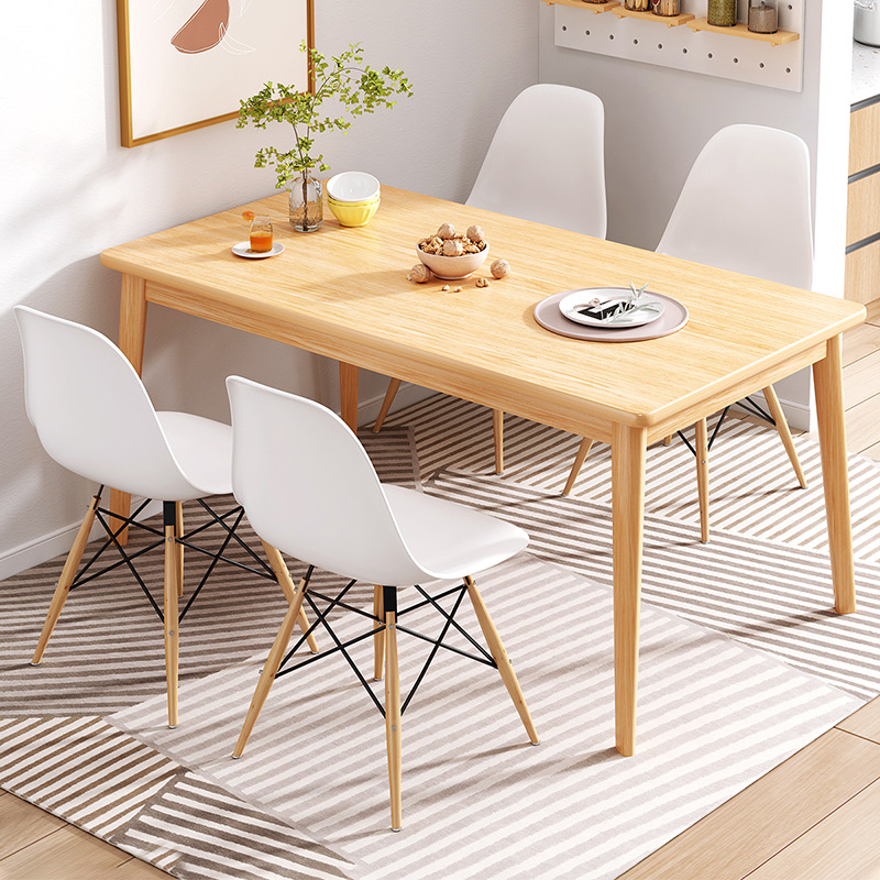 Solid wood leg dining table home rental room table small apartment simple modern rectangular simple Nordic dining table