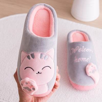 Cross-border spot Cixi winter cute lucky cat winter warm home indoor men and women parent-child family cotton slippers