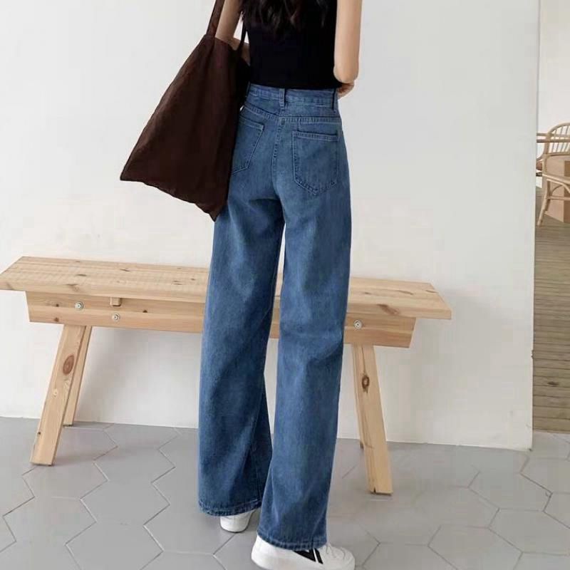 Loose Straight Leg Jeans Women's 2023 New High Waist Korean Style Slim Look Tall Wide Leg Trendy Trendy Trousers
