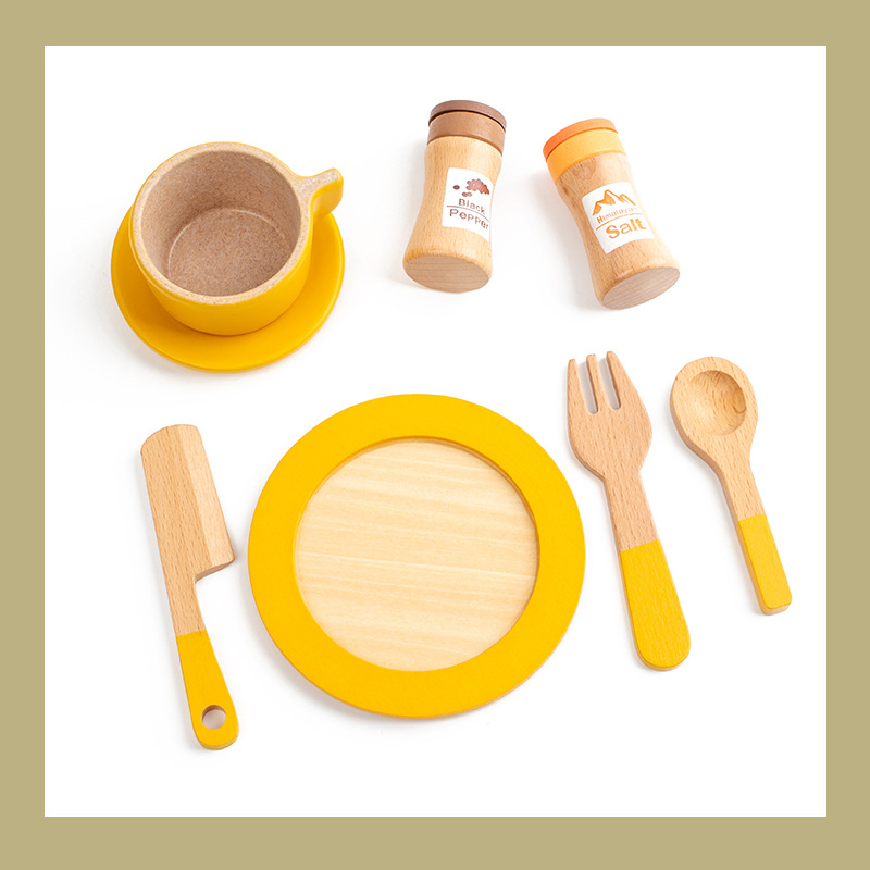 Simulation Wooden Children's Afternoon Tea suit Tea Set Combination Puzzle Role Playing Playhouse Early Childhood Education Toy