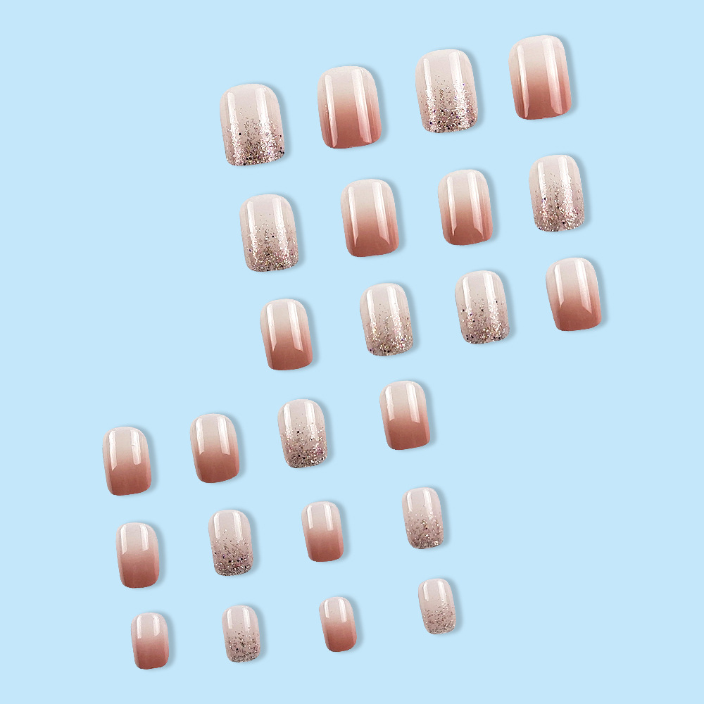 Foreign trade hot selling European and American wearable nail patch pure want to ice transparent glitter fake nail patch press on nails