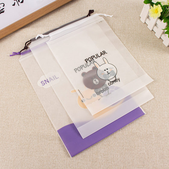 Spot PE bundle pocket custom transparent cartoon pattern shoes clothes storage bag custom plastic frosted dust bag