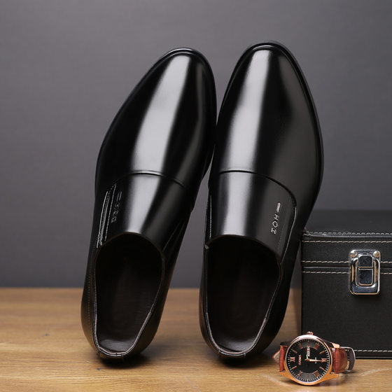 2024 spring and autumn popular men's business formal leather shoes genuine leather breathable height increasing shoes invisible height increasing 6CM men's shoes single