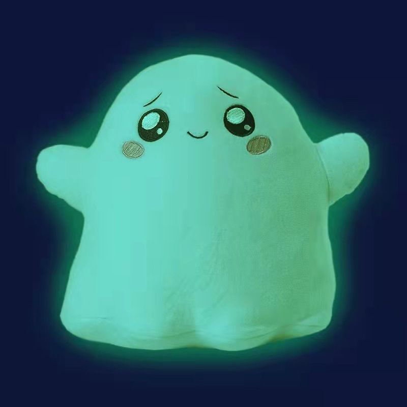 Cross-border new white cloud cat doll Lankybox luminous ghost doll plush toy transformation luminous cat