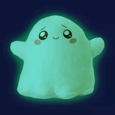 Cross-border new white cloud cat doll Lankybox luminous ghost doll plush toy transformation luminous cat