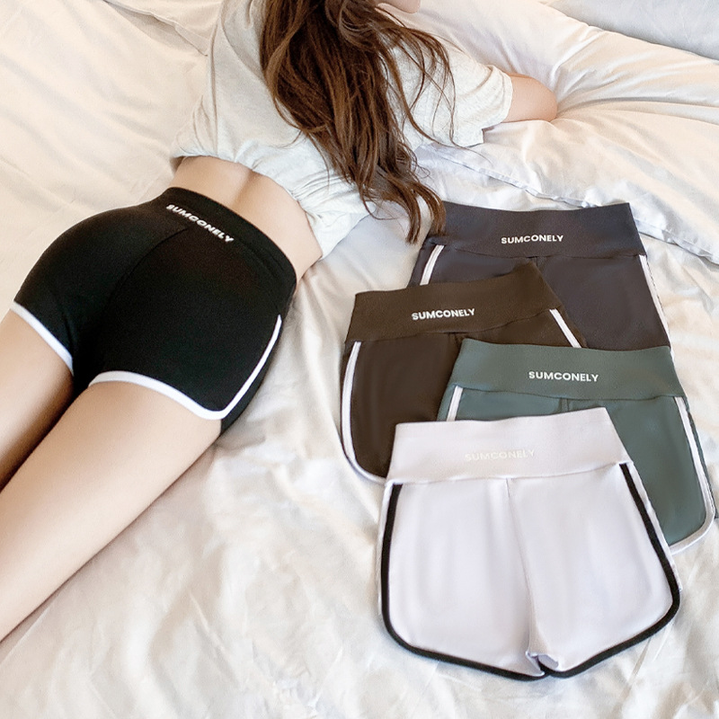 Running sports outside wear summer thin anti-light leggings Barbie yoga buttock up belly Ice Silk safety shorts