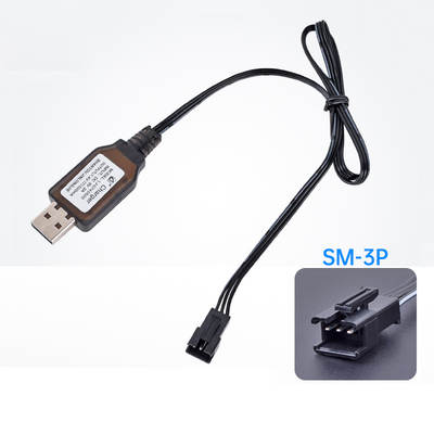 7.4V SM3P lithium battery balance charger 3-pin Soft Bullet Gun remote control watch twist car USB line