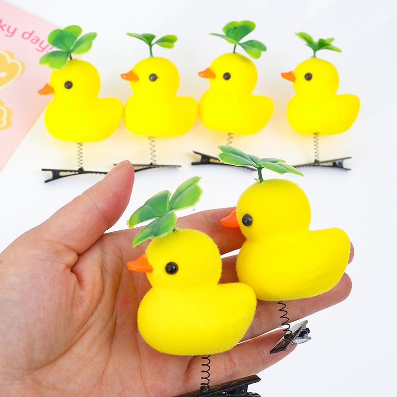 New Internet Celebrant Selling Cute Yellow Duck Hairpin Duck Headwear Children's Three-dimensional Spring Headwear Toy Stall Gift Love_voghion.com