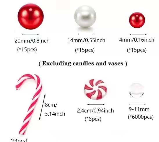 Red and White Candy Crutch Pearl Set Red and Green Pearl Christmas Decoration Set Box DIY Decorations Suspension Candle