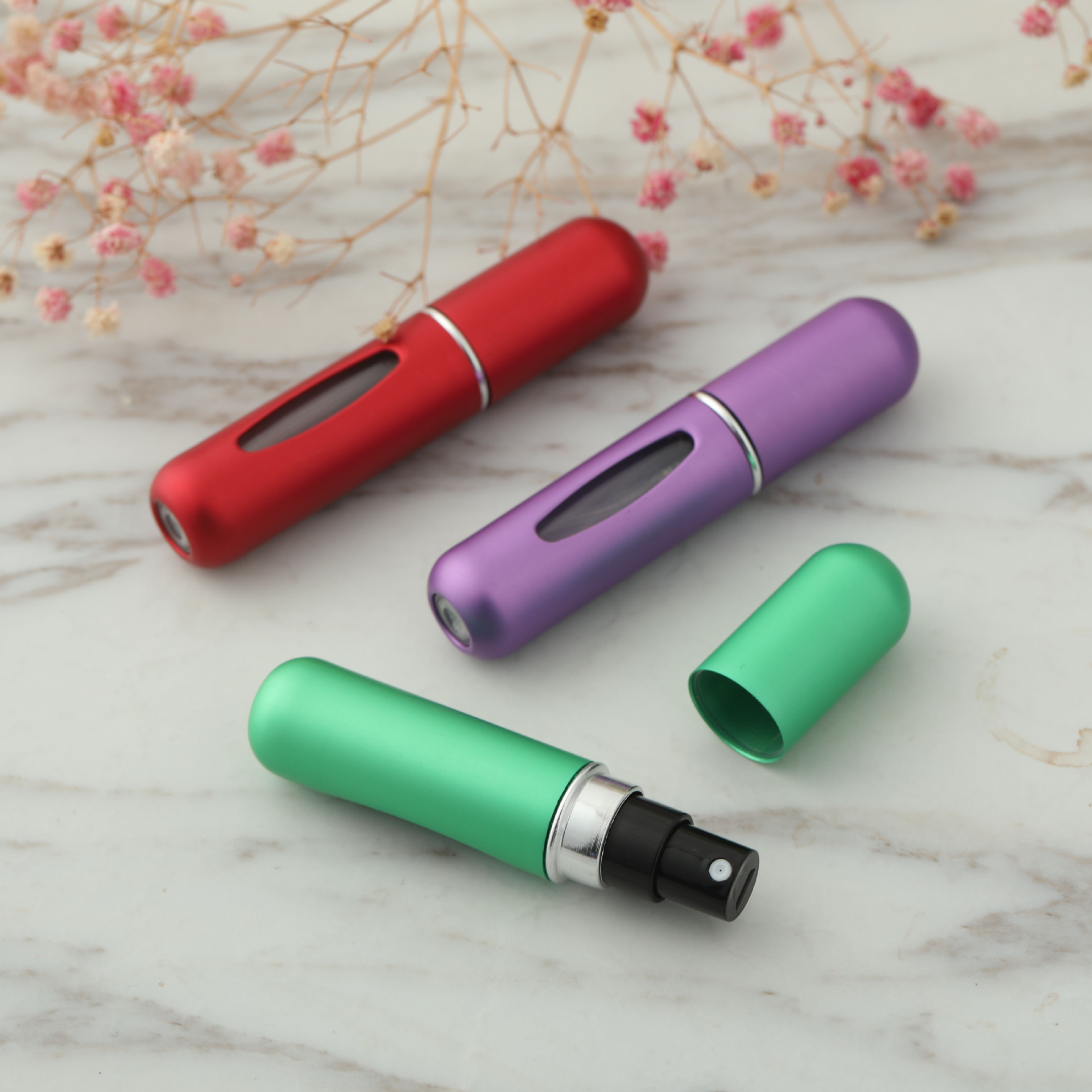 Spot round head perfume bottled 5ml bottom filling mini press spray travel portable travel Self-pumping