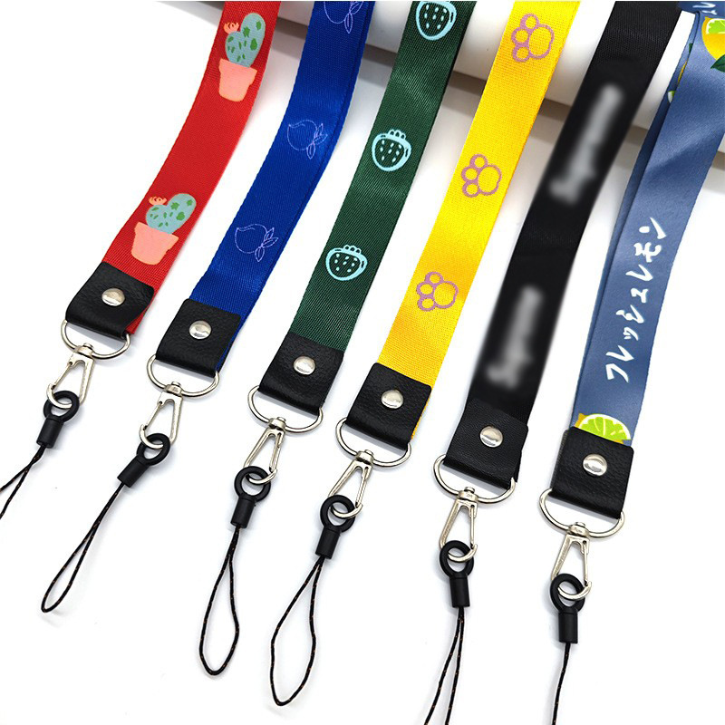 Two-in-one mobile phone lanyard wide version round wrist detachable rotating long and short flat polyester certificate hanging neck
