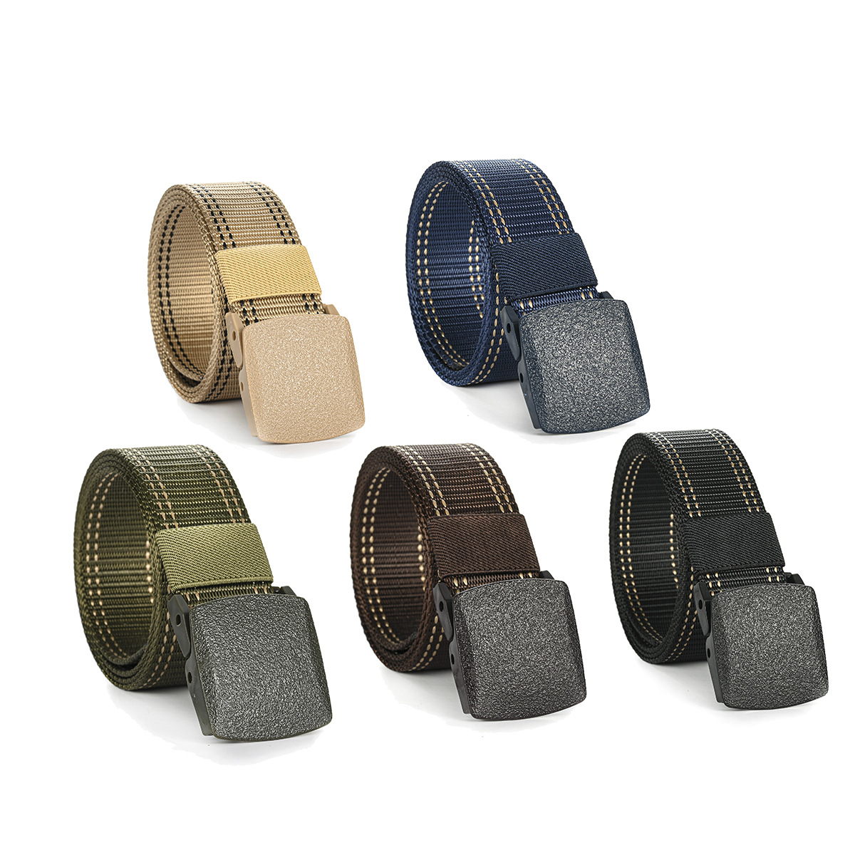 Men's Automatic Buckle Tactical Belt Outdoor Sports Non-metallic Belt Student Military Training Security Canvas Pants Belt