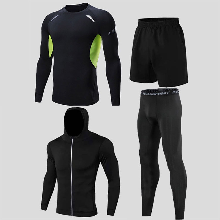 Fitness suit men's spring and autumn quick-drying clothes sports running clothes training tights basketball equipment morning running clothes wholesale