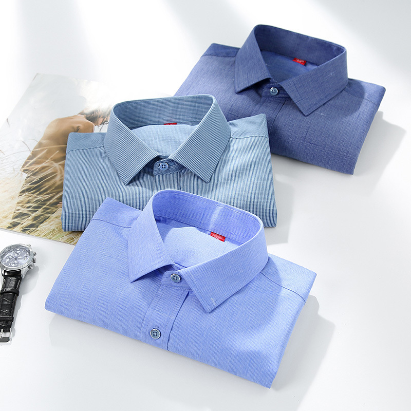 Spring New Men's Shirt Long-sleeved Business Casual Cardigan Square Collar Cotton Linen Middle-aged Dad Men's Shirt
