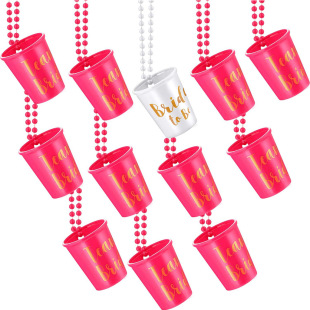 Bachelor party plastic small wine glass White bride to be Rose Red team bride bead chain Cup