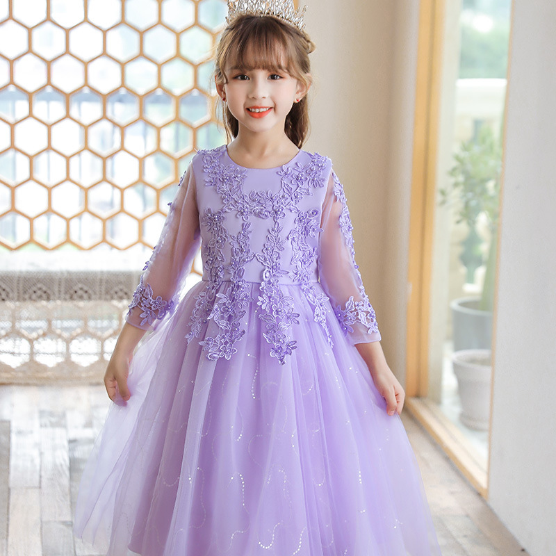 Calissa CARISA girls' dress dress net sleeve net gauze performance host princess dress cross-border a generation of hair