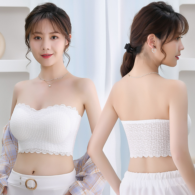 Strapless Underwear Invisible Shoulder Strap Shoulder Strapless Non-slip Lace Thin Push-up Tube-length Anti-slip Bra for Women