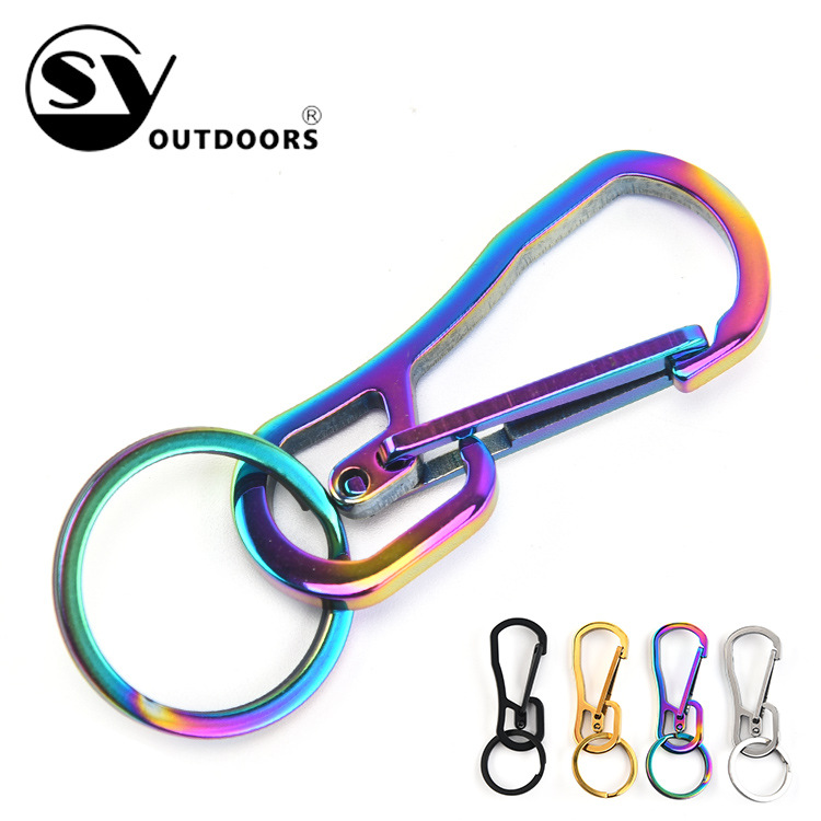 Factory wholesale stainless steel creative keychain pendant whole wire cutting personality waist hanging buckle medium gift accessories