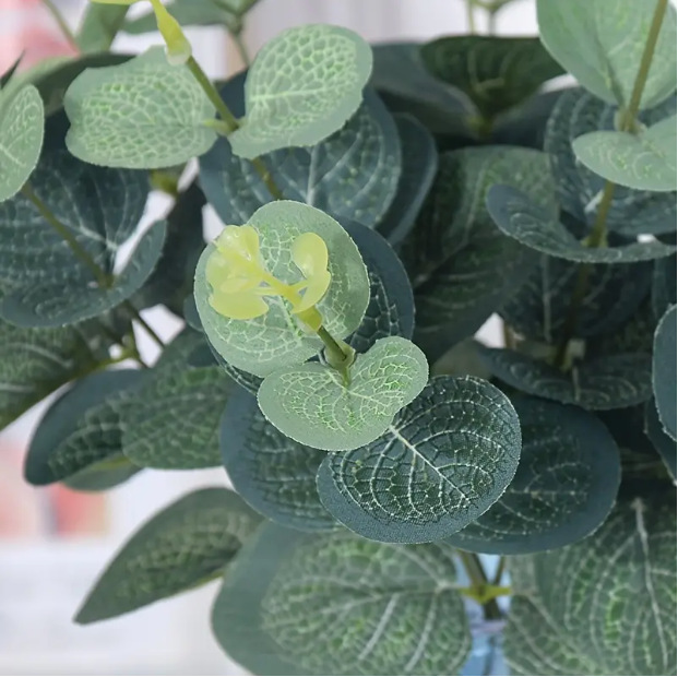 Nordic silk screen printing eucalyptus leaves wedding set accessories flower arrangement material simulation single eucalyptus chestnut