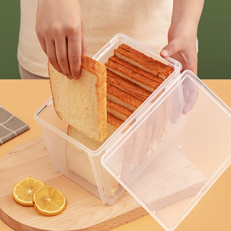 家庭用タッパー食品グレード冷蔵庫専用透明プラスチックトーストパン収納ボックスキッチン冷蔵庫収納ボックス|undefined