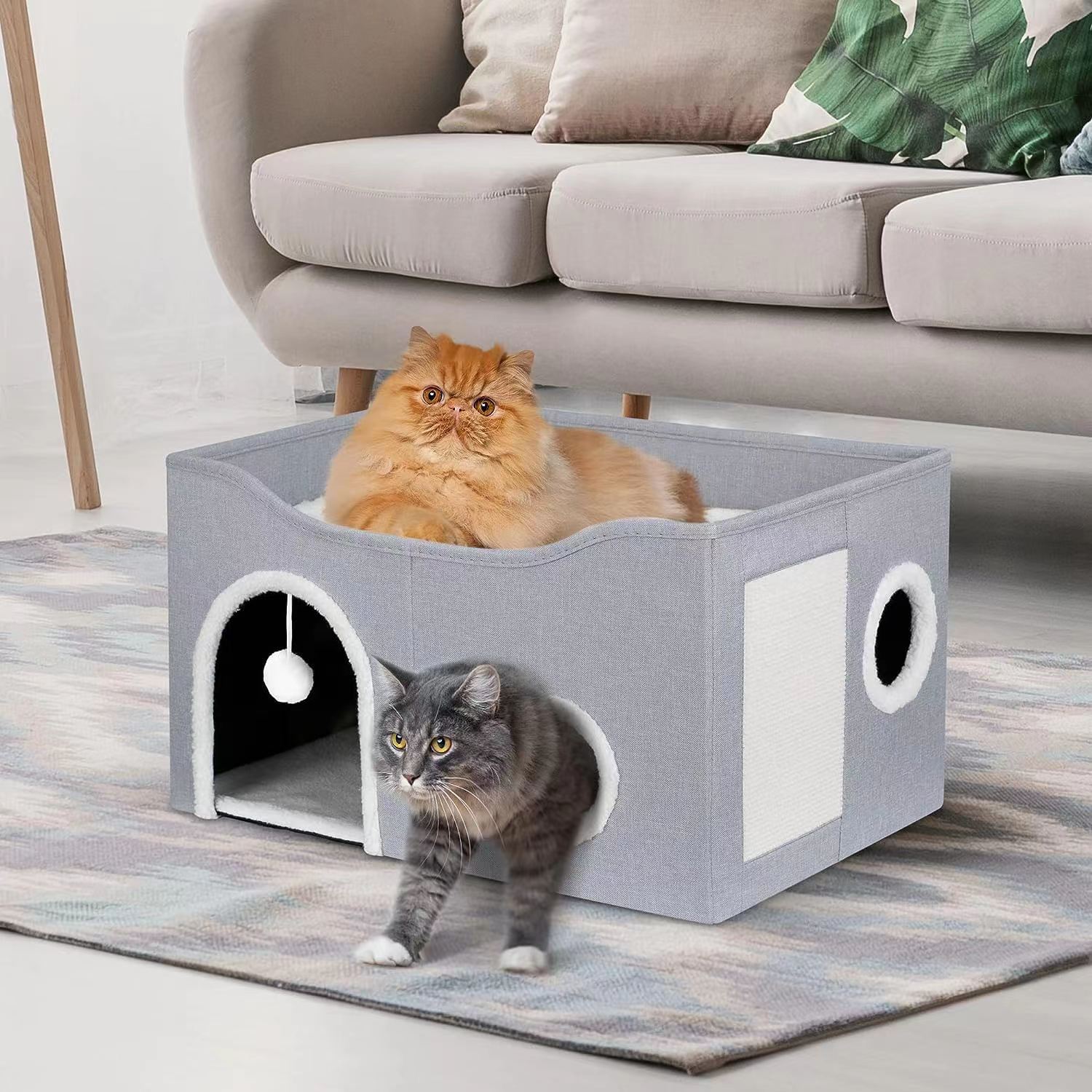 Cross-border hot sale warm cat house four seasons universal double-layer cat bed sleeping closed winter cat room pet supplies