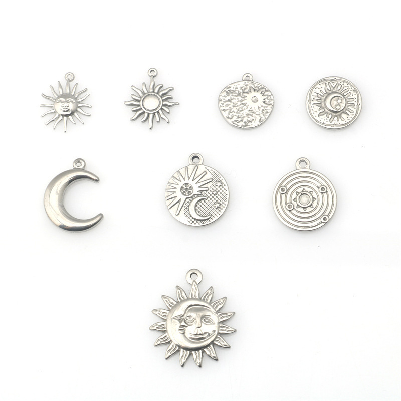 European and American hip-hop stainless steel sun star moon pendant fashion cool personality pendant DIY accessories
