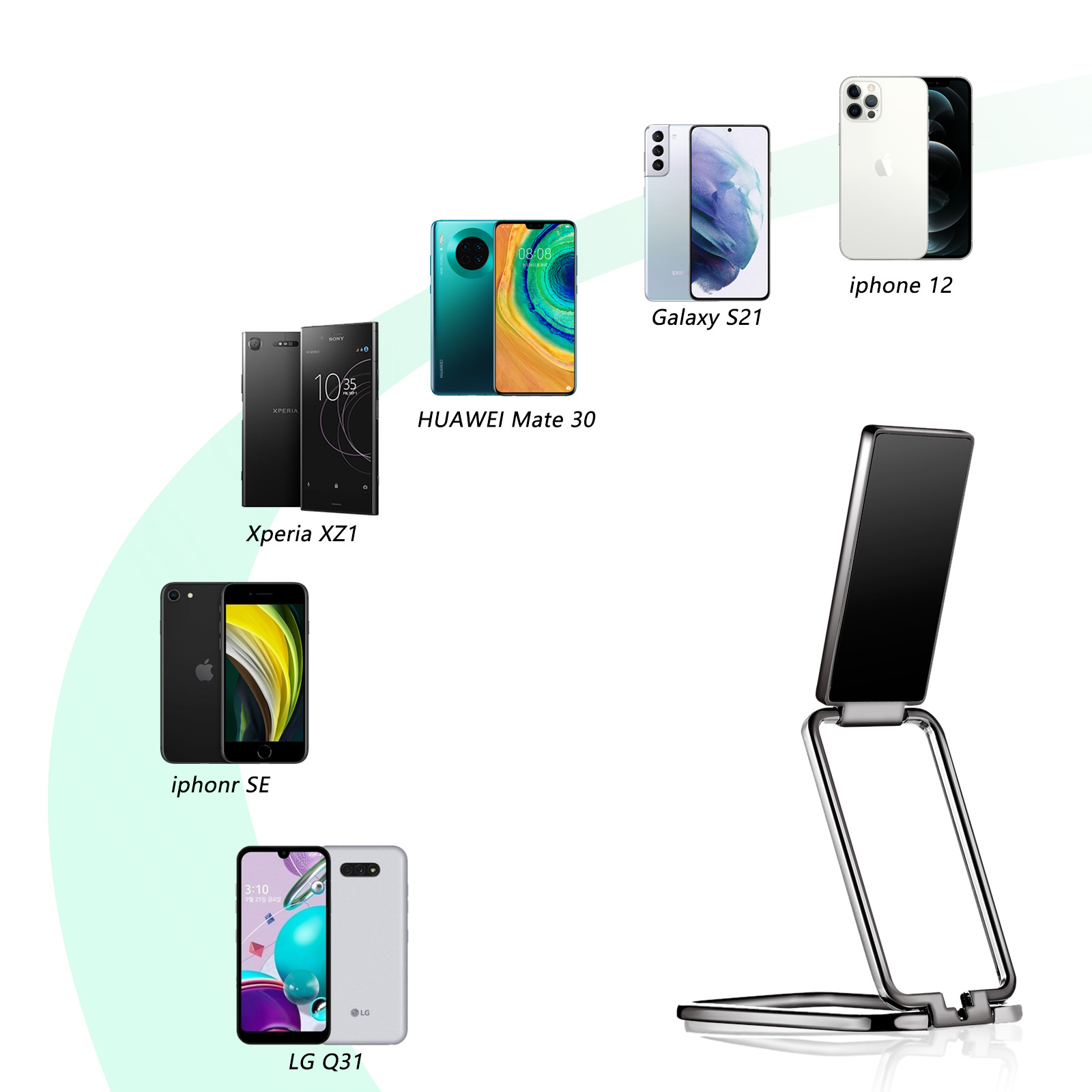 Portable mobile phone bracket metal folding rotatable live paste desktop navigation car mobile phone bracket wholesale