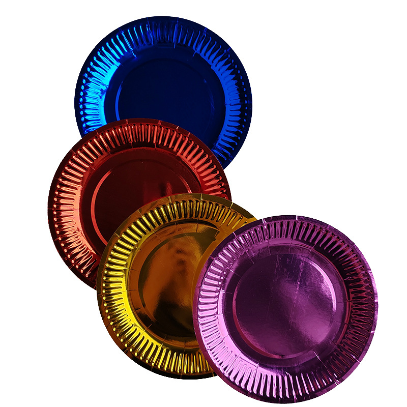 Amazon disposable 7-inch gold cardboard plate cross-border Party party layout red and blue rose gold paper plate spot