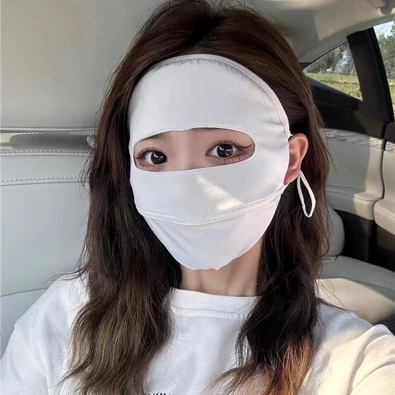 Full Face Sun Mask Women's Summer Anti-UV Sunshade Ice Silk Face Mask Driving Mask Face Gini Protection