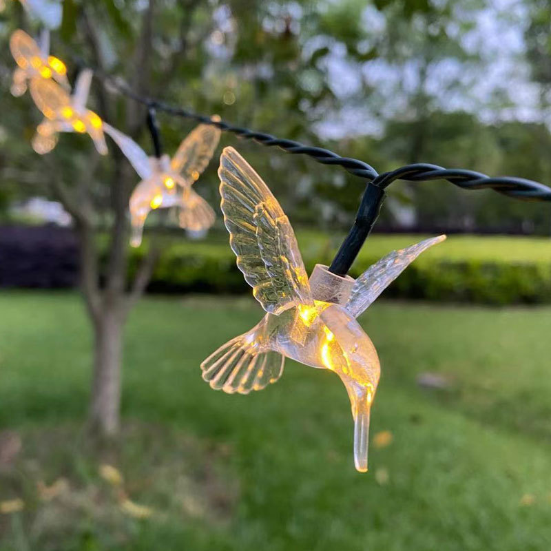Factory hummingbird lights outdoor courtyard lawn solar led light string holiday decoration solar light string wholesale