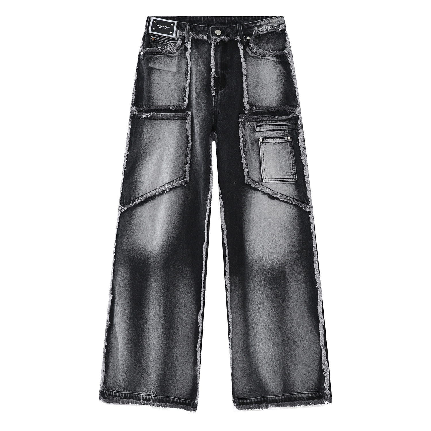 MELCLOTHES men's clothing | 2022 Autumn New retro do old wash water raw edge straight tube stitching jeans