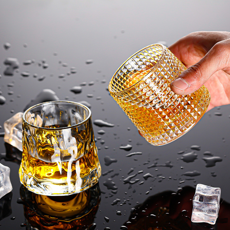 Creative Nordic Rotating Whiskey Liquor Glass Household Beer and Red Wine Glass Shake Cup Tumbler Water Cup