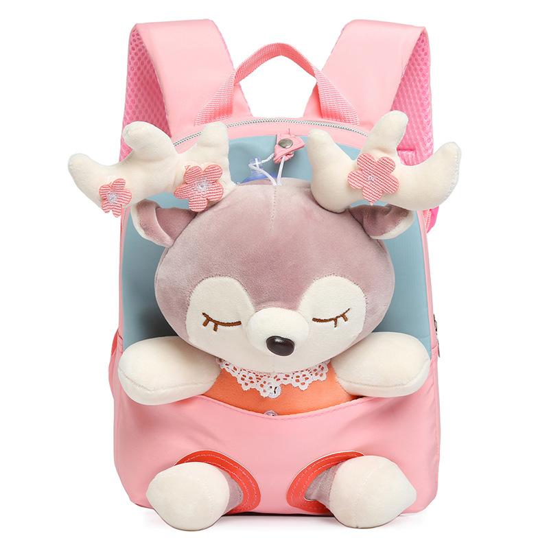 Cartoon plush split elk cute children's small backpack kindergarten baby girl lightweight fashion cute backpack