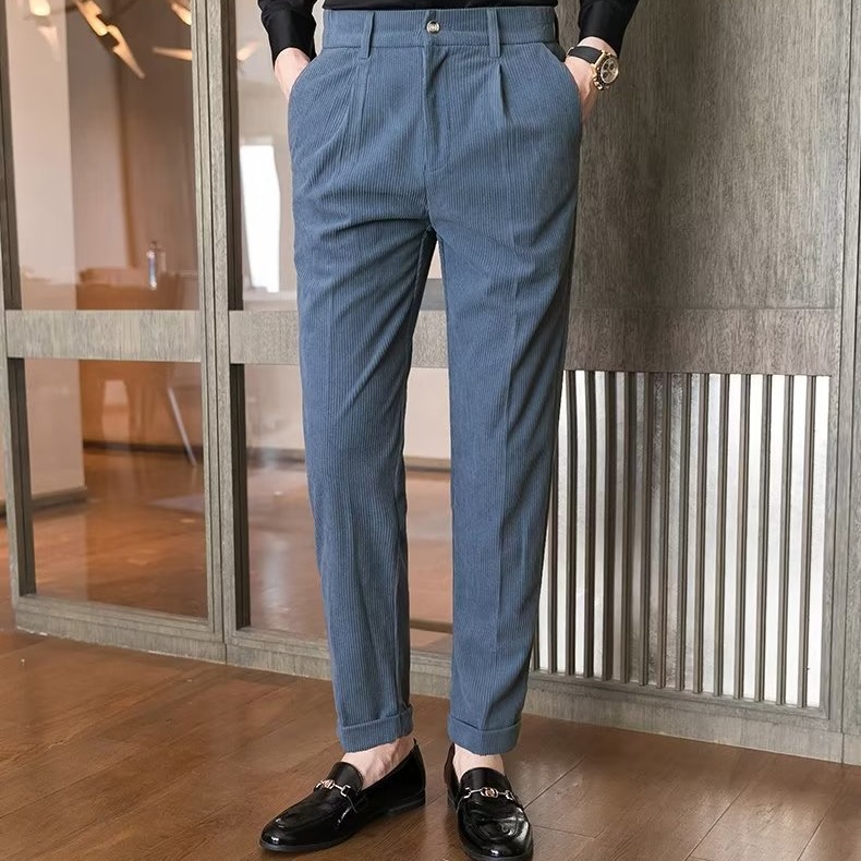 Autumn 2023 Corduroy Striped Trousers Trousers Slim-Fit Korean Style Men's Trendy New All-Match Casual Pants