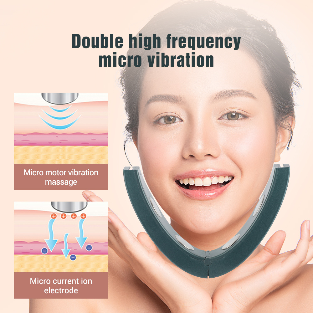Cross-border micro-current face-slimming instrument EMS lifting and tightening V-face beauty instrument double chin face-slimming hot compress remote control massage instrument