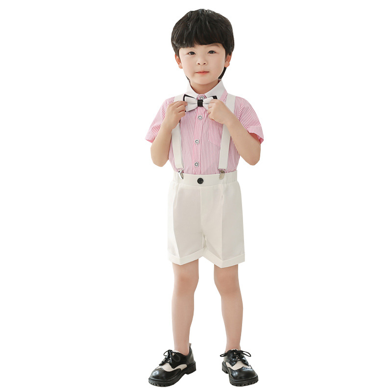 Boys' Vest Set Summer New Short-sleeved Middle and Large Children's Performance Clothes Children's Speech Baby One-year-old Flower Girl Dress