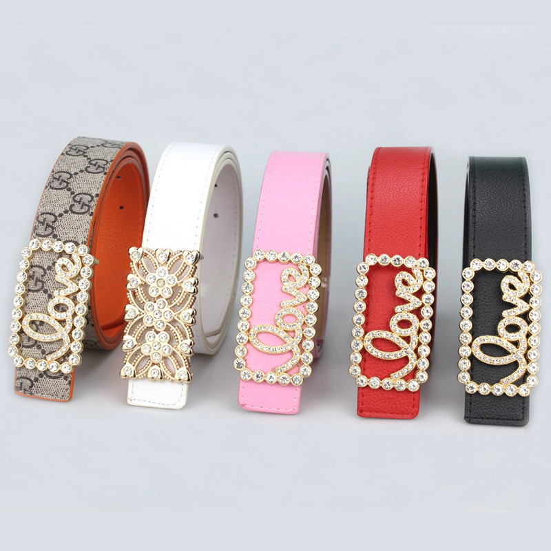 Belt ladies Korean version of Joker ladies belt female Love rhinestone decorative casual pants with wholesale a generation of hair
