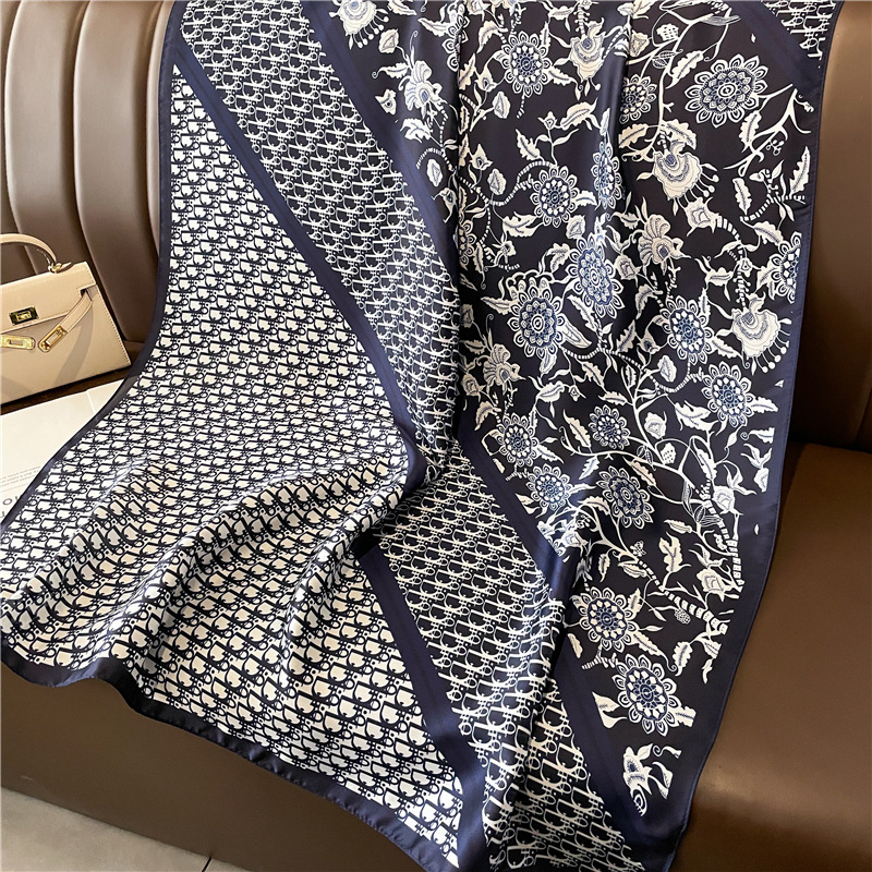 Summer New High-grade Silk Scarf Women's All-match Mulberry Silk Fashion Scarf Big Brand Silk Sunscreen Shawl Outer Wing