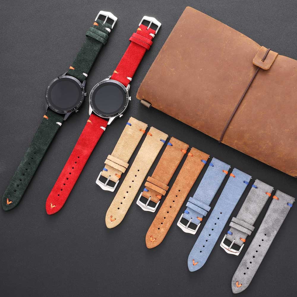 New color fashion velvet watch with 20mm 22mm hand stitched leather watch with velvet leather