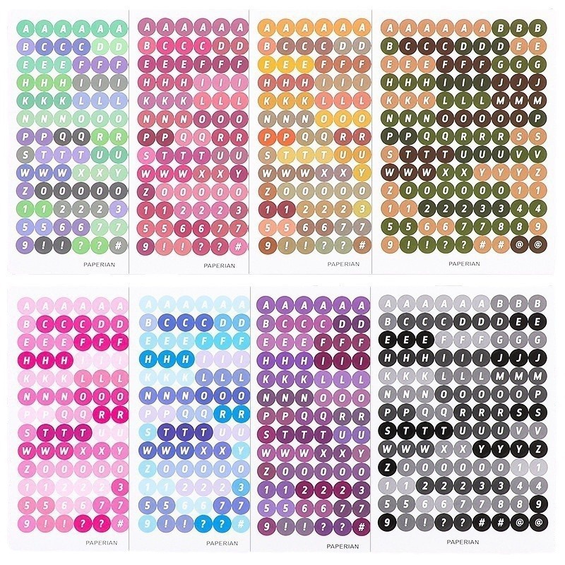 South Korea goo card round letter sticker cute color gradient self-adhesive hand account English letter sticker sticker