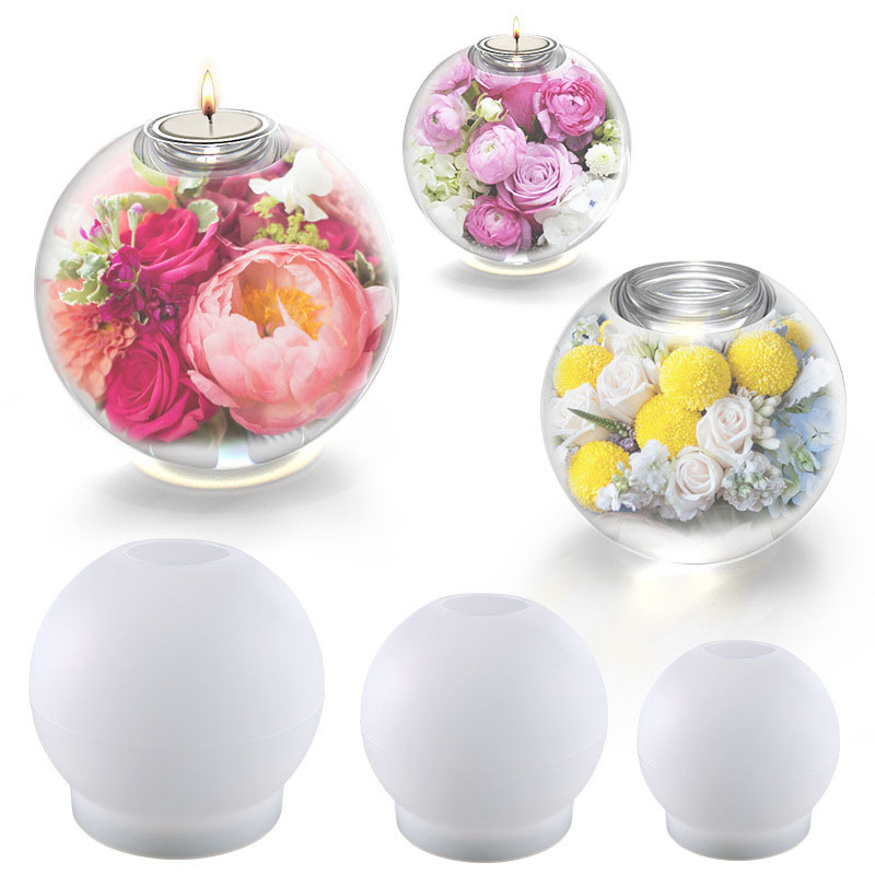 Yu Meiren diy crystal drop glue resin mold round ball candle holder ornaments mirror silicone mold Amazon