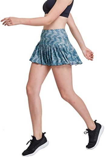 European and American Women's Sports Tennis Golf Culottes Mid-Waist Pleated Sports Shorts High Waist Pocket Pants