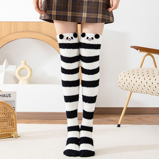 Cartoon coral fleece over-the-knee women's cute socks thickened warm and comfortable long sleep socks factory wholesale